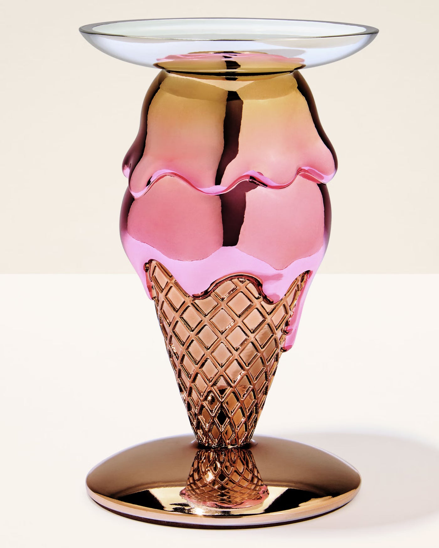 Double-Scoop Cone Pedestal 3-Wick Candle Holder